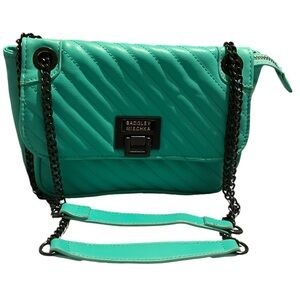 Badgley Mischka Green Crossbody with lock and quilt on cover